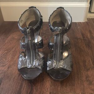 Dark silver high heels
